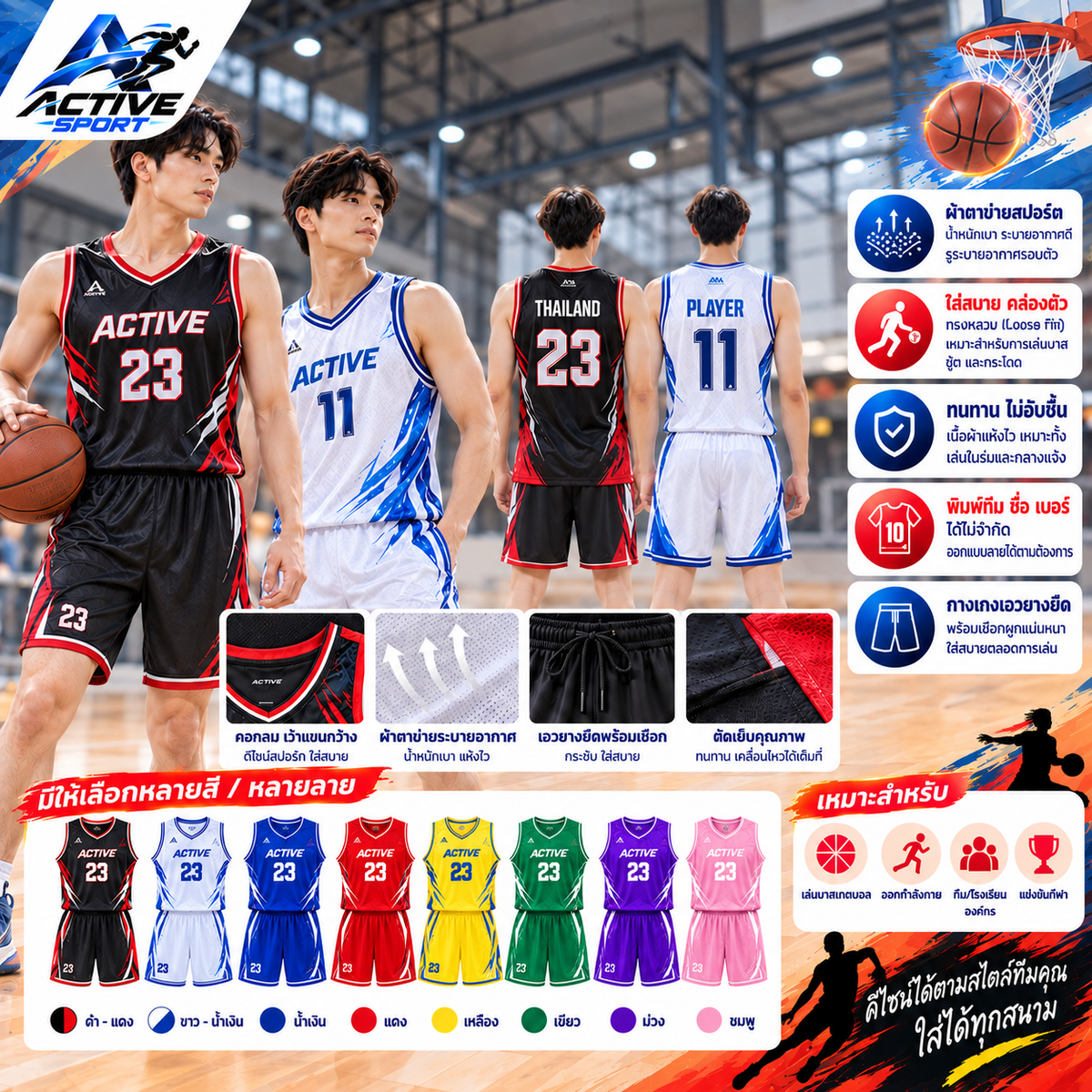 ชุดบาสเกตบอล (Basketball Jersey & Shorts)